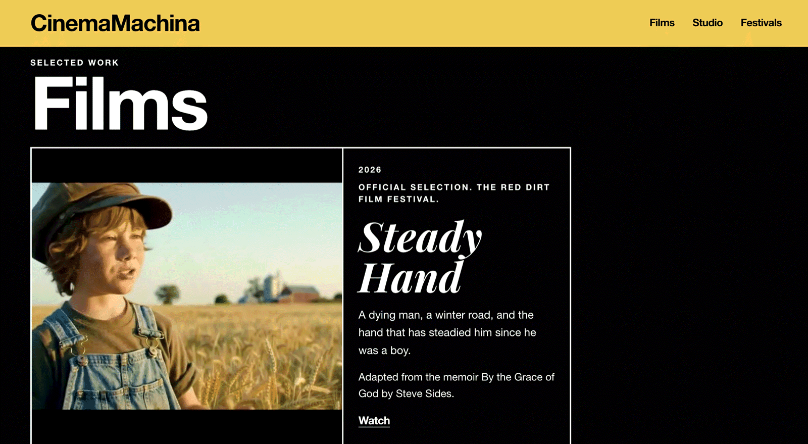 Cinema Machina Steady Hand film section screenshot