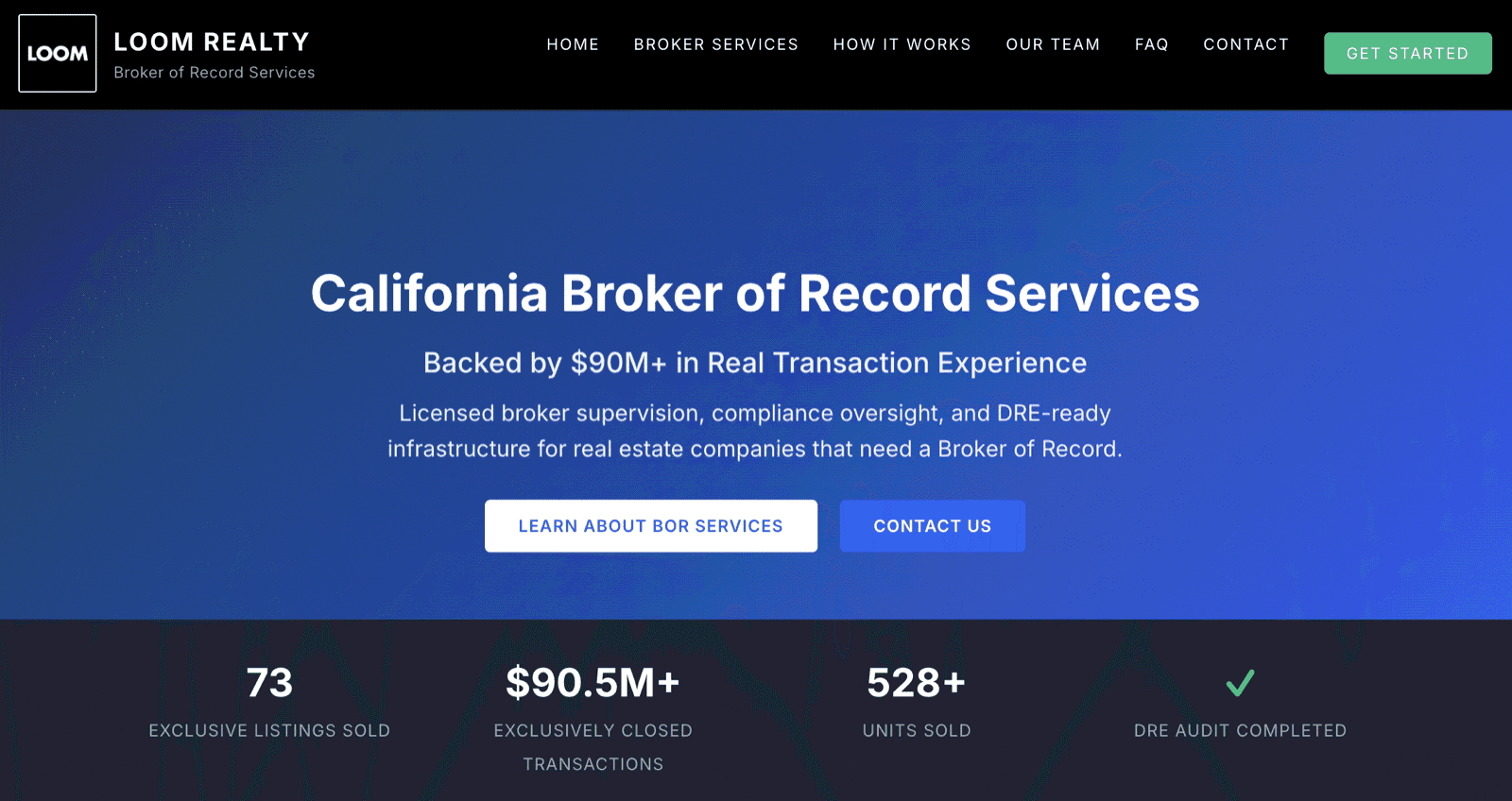 LoomRealty Broker of Record services screenshot